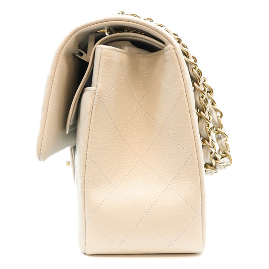 CHANEL シャネル A58600 ライトグレー キャビア デカマトラッセ30 G金具 Wフラップ ショルダーバッグ ショルダーバッグ