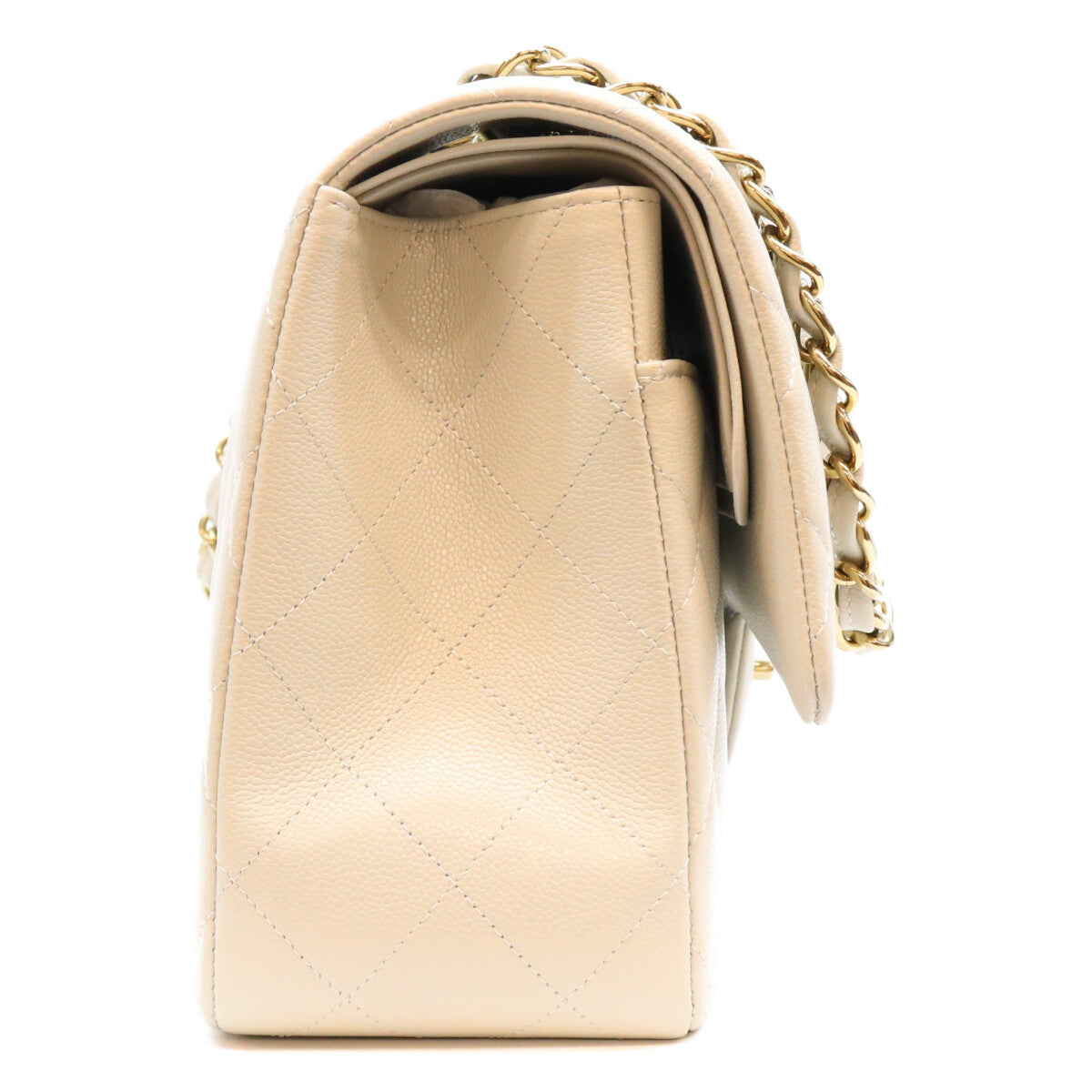 CHANEL シャネル A58600 ライトグレー キャビア デカマトラッセ30 G金具 Wフラップ ショルダーバッグ ショルダーバッグ