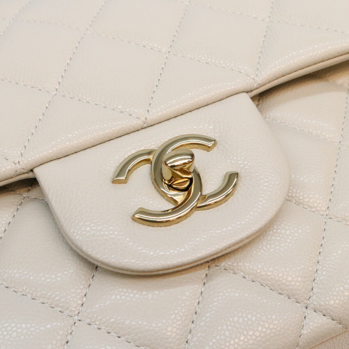 CHANEL シャネル A58600 ライトグレー キャビア デカマトラッセ30 G金具 Wフラップ ショルダーバッグ ショルダーバッグ