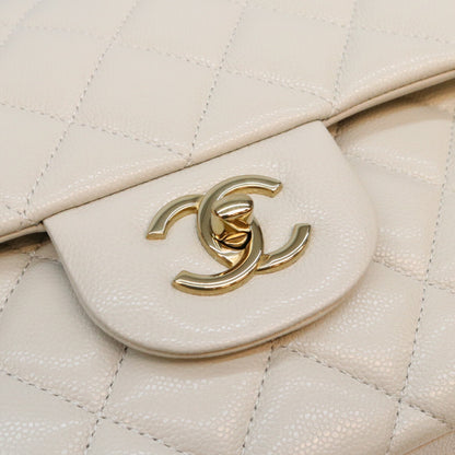 CHANEL シャネル A58600 ライトグレー キャビア デカマトラッセ30 G金具 Wフラップ ショルダーバッグ ショルダーバッグ