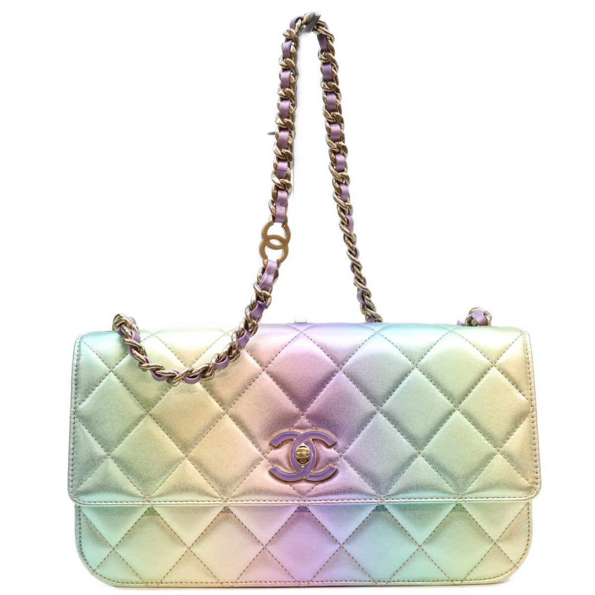 CHANEL シャネル AS4623 レインボー ラム G金具 Sフラップ マトラッセ ショルダーバッグ ショルダーバッグ