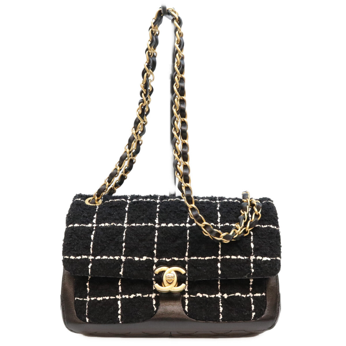 CHANEL シャネル AS4459 黒 ツイード×カーフ マトラッセスモールフラップ ショルダーバッグ ショルダーバッグ