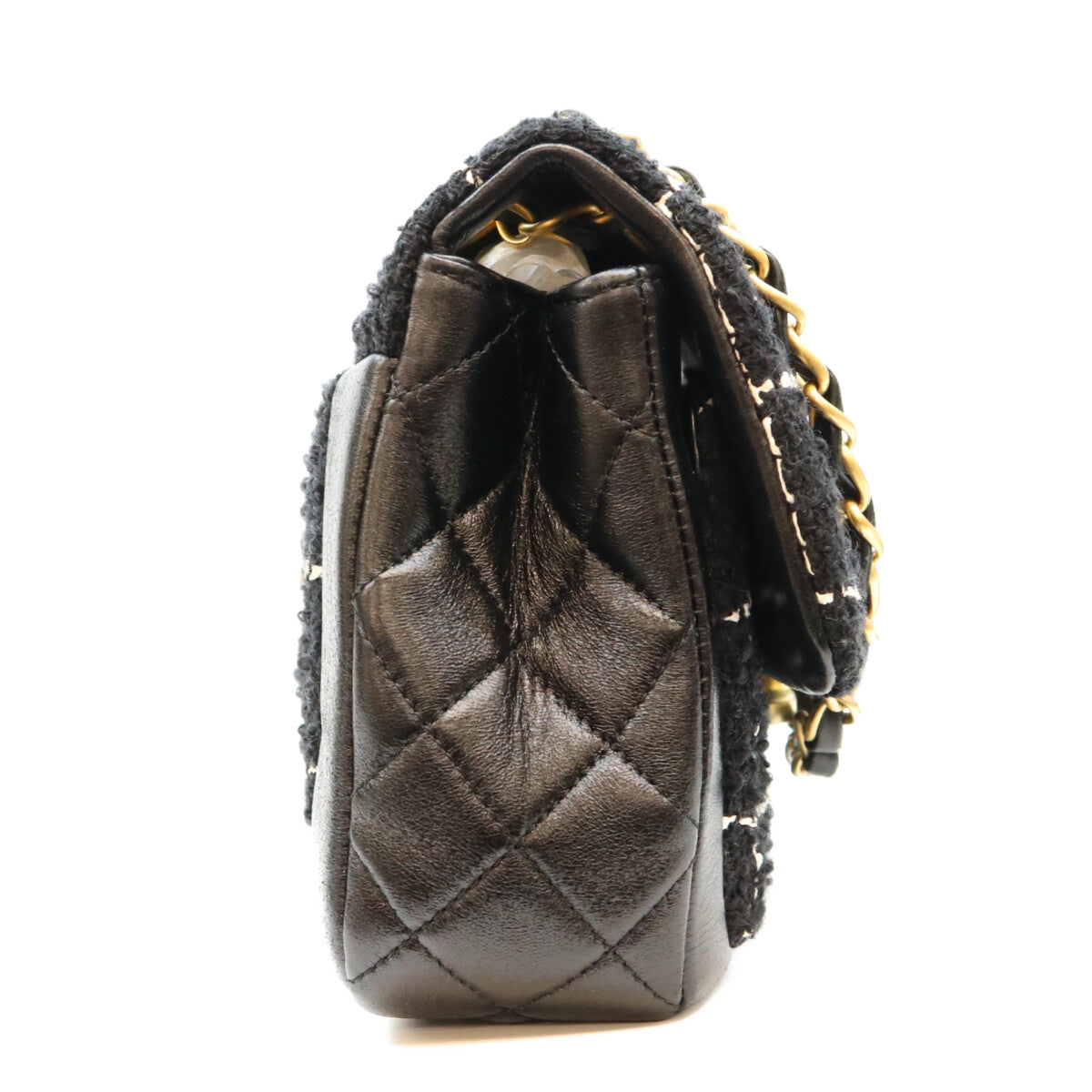 CHANEL シャネル AS4459 黒 ツイード×カーフ マトラッセスモールフラップ ショルダーバッグ ショルダーバッグ