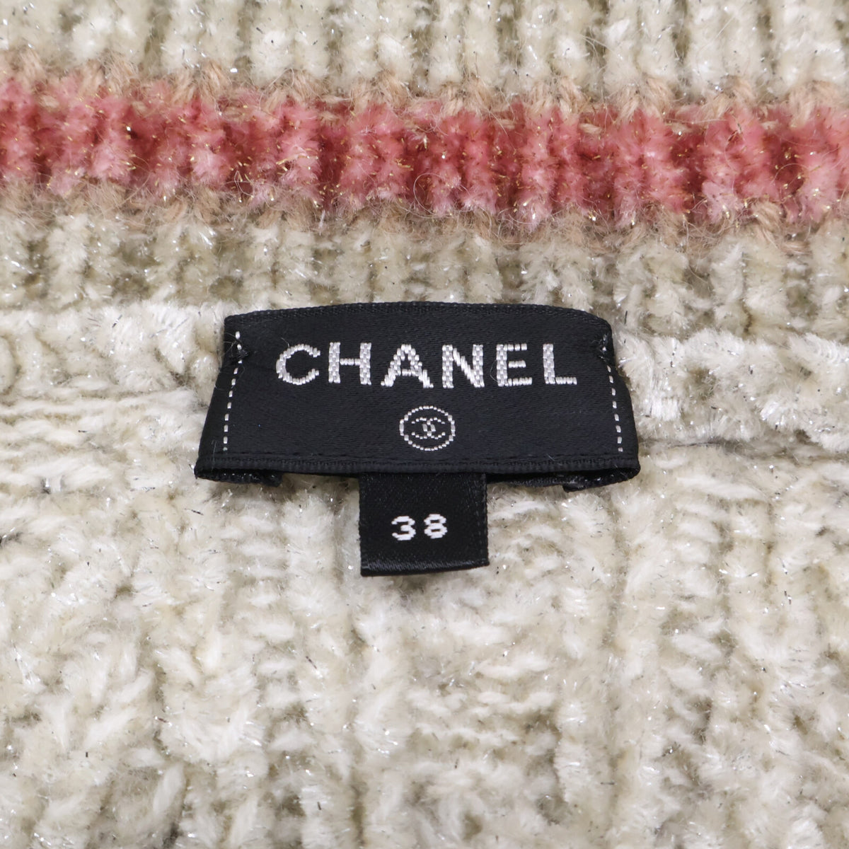 CHANEL シャネル 【美品】P73532K10528 カシミヤ混 31ビーズ装飾 Vネック ニットセーター トップス