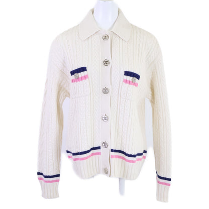 CHANEL シャネル 【美品】P74558K10682 カシミヤ混 ココマークボタン ケーブルニット カーディガン トップス