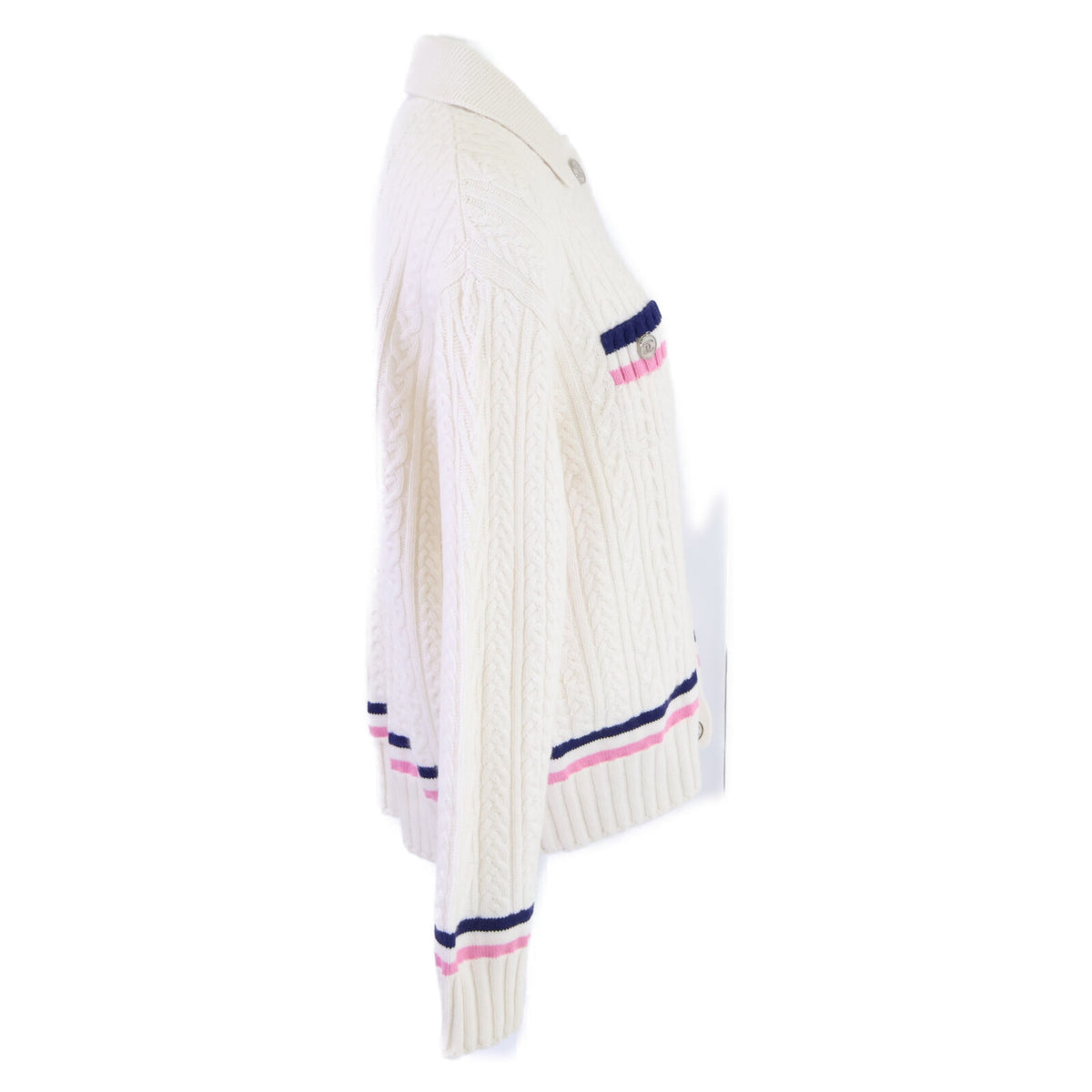 CHANEL シャネル 【美品】P74558K10682 カシミヤ混 ココマークボタン ケーブルニット カーディガン トップス