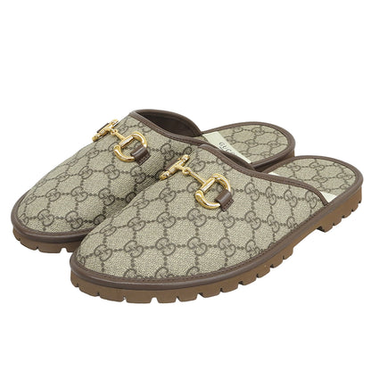 GUCCI グッチ 美品 GGスプリーム ホースビット ミュール シューズ メンズ ベージュ 7 655571 シューズ