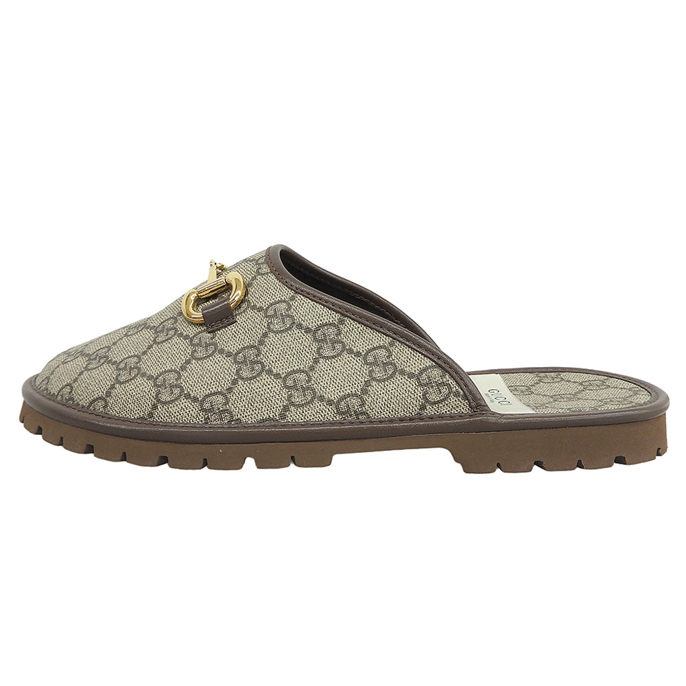 GUCCI グッチ 美品 GGスプリーム ホースビット ミュール シューズ メンズ ベージュ 7 655571 シューズ