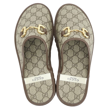 GUCCI グッチ 美品 GGスプリーム ホースビット ミュール シューズ メンズ ベージュ 7 655571 シューズ
