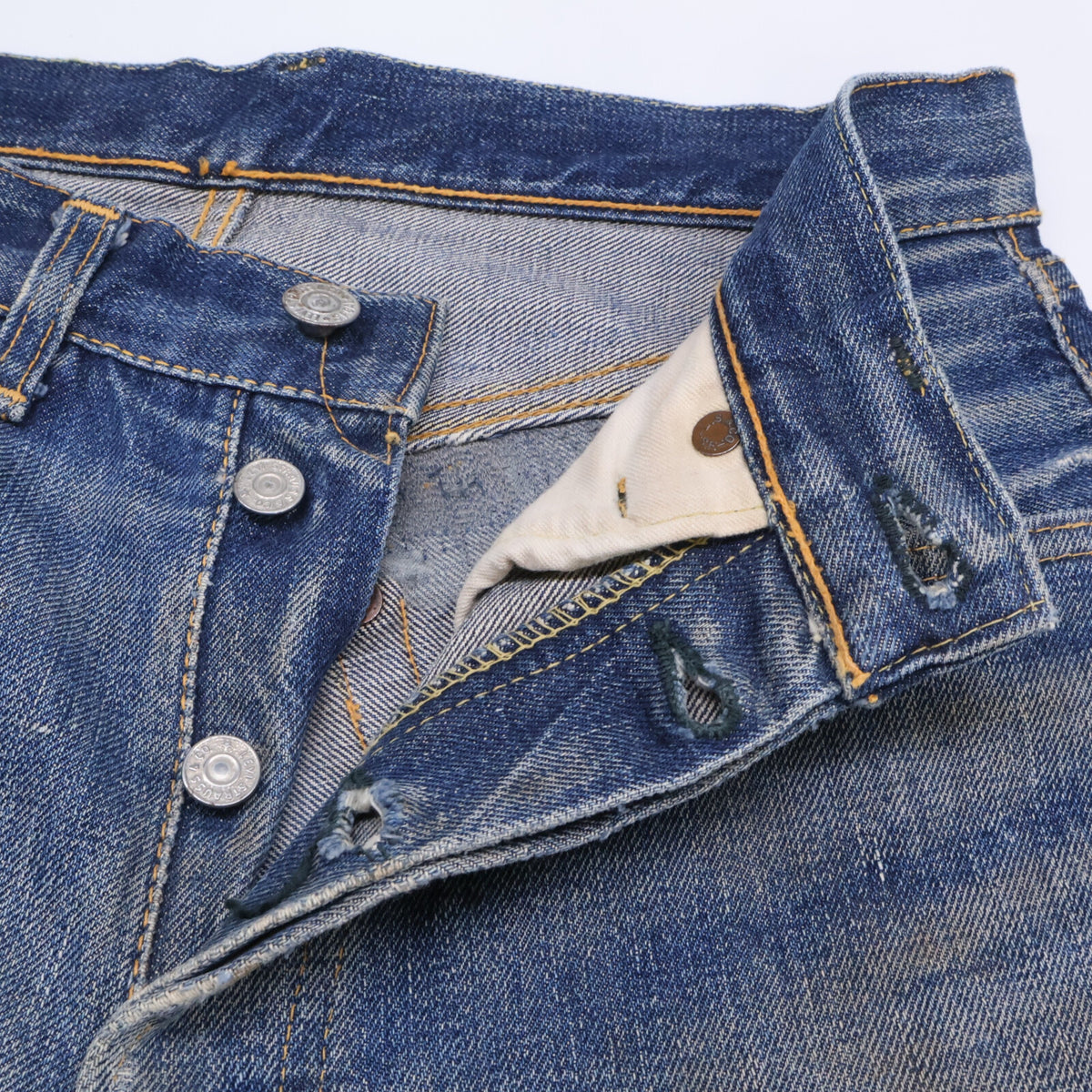 LEVI'S リーバイス 50s 革パッチ最終期 501XX オリジナル オフセット 両面BIGE ドット刻印 隠しリベット デニムパンツ ボトムス