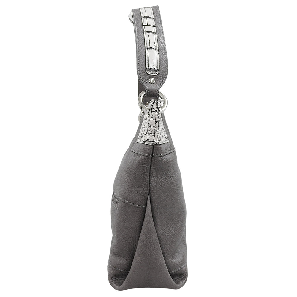 BEAUGRAND ボーグラン 新品同様 シボレザー 2WAY ワンショルダーバッグ ショルダーバッグ レディース グレー ホワイト JRA認定WAY ショルダーバッグ