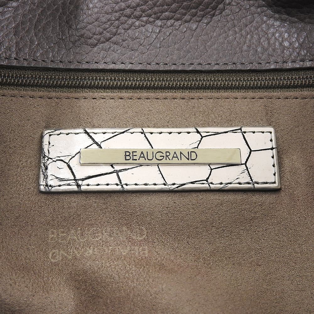 BEAUGRAND ボーグラン 新品同様 シボレザー 2WAY ワンショルダーバッグ ショルダーバッグ レディース グレー ホワイト JRA認定WAY ショルダーバッグ