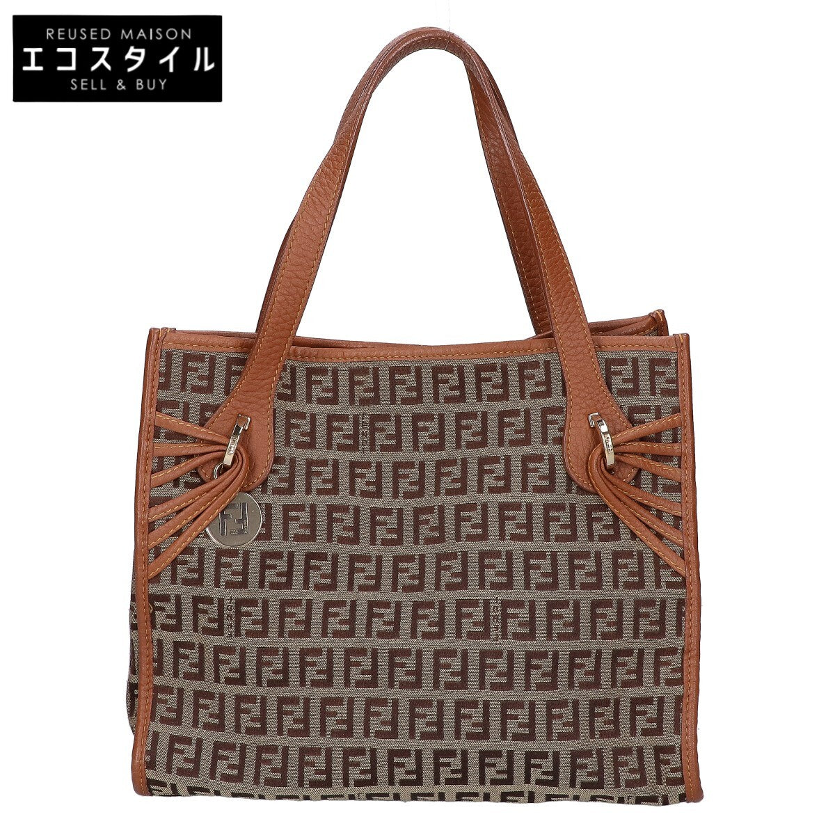FENDI フェンディ 8BH152 ズッキーノ キャンバス/レザー ハンドバッグ