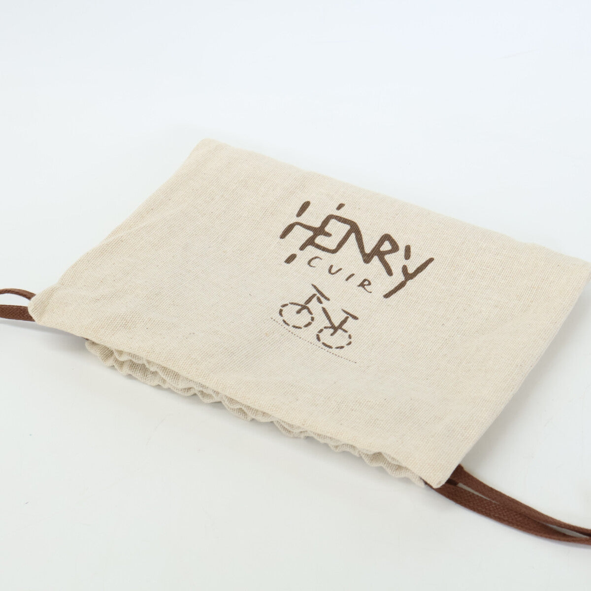 HENRY CUIR アンリークイール 犬刺繍 レザー フラップ ポシェット ショルダーバッグ