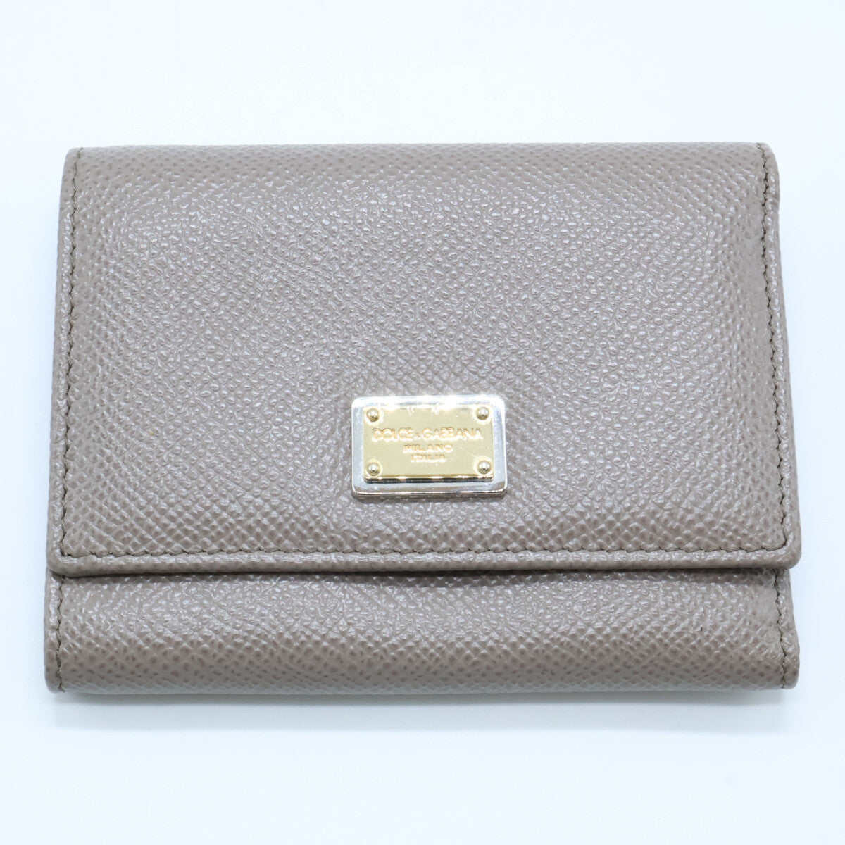 DOLCE&GABBANA ドルチェアンドガッバーナ 【美品】BI0770 ロゴプレート 型押しレザー 三つ折り財布 三つ折り財布（小銭入れあり）