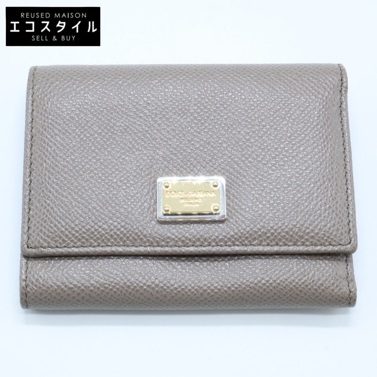 DOLCE&GABBANA ドルチェアンドガッバーナ 【美品】BI0770 ロゴプレート 型押しレザー 三つ折り財布 三つ折り財布（小銭入れあり）