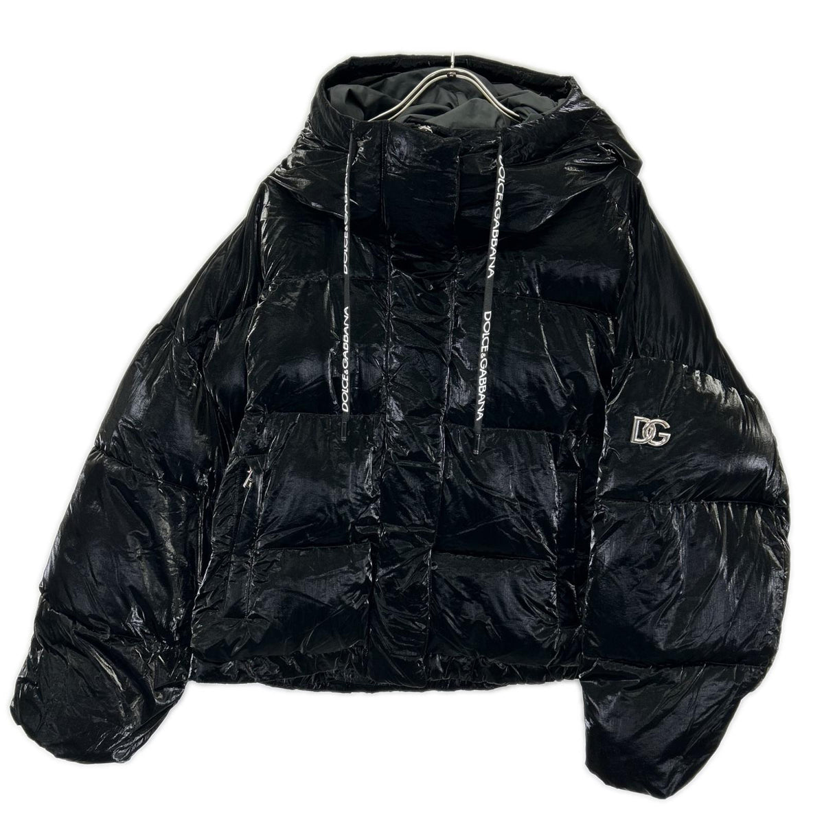 DOLCE&GABBANA ドルチェアンドガッバーナ F9O01T ブラック ナイロンコーティング加工 袖エンブレム ダウンジャケット ジャケット