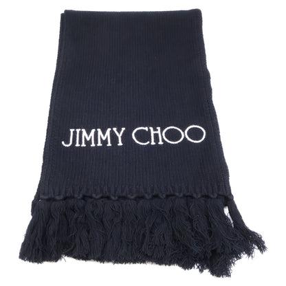 JIMMY CHOO ジミーチュウ 【美品】J000151356 ロゴ ウール フリンジ マフラー