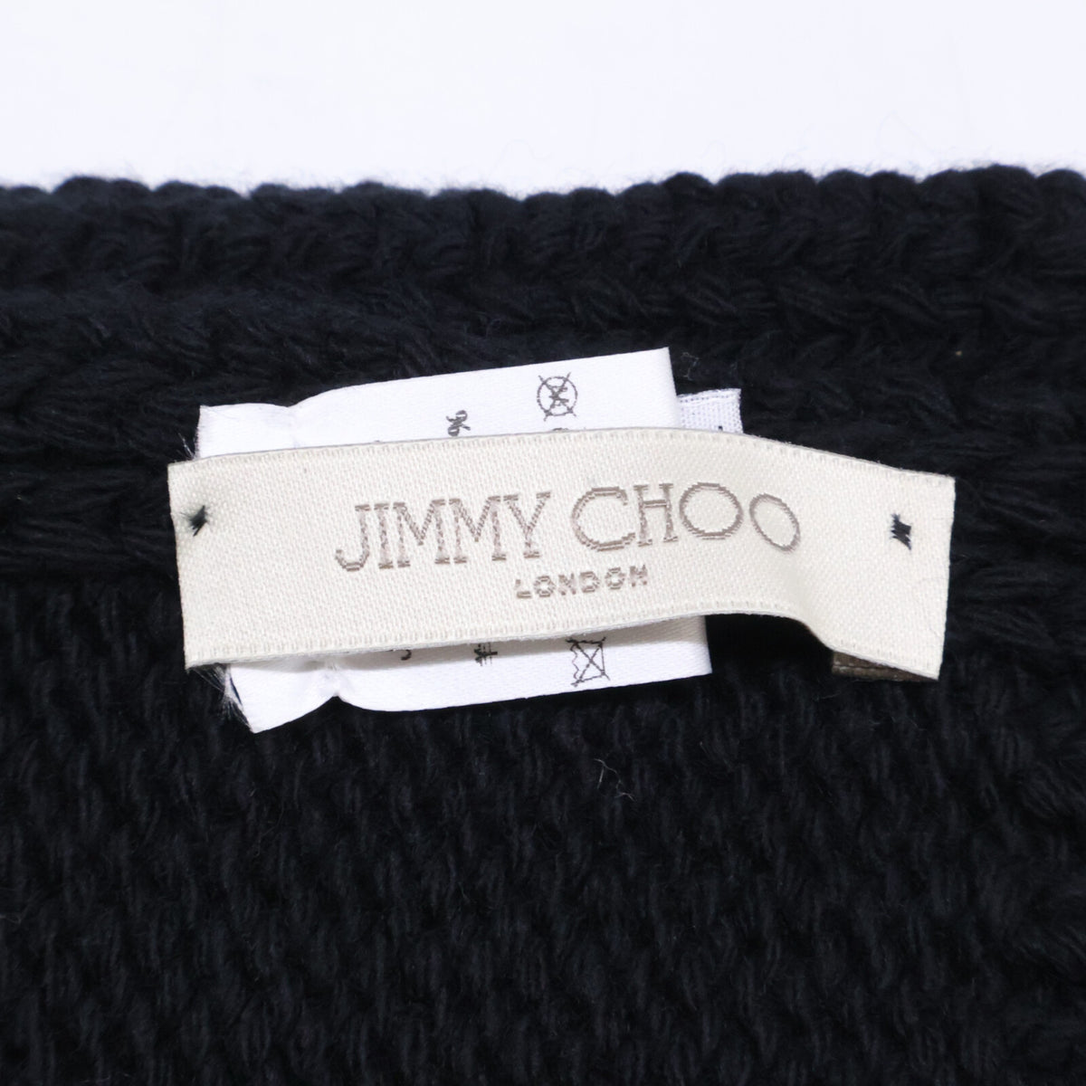 JIMMY CHOO ジミーチュウ 【美品】J000151356 ロゴ ウール フリンジ マフラー