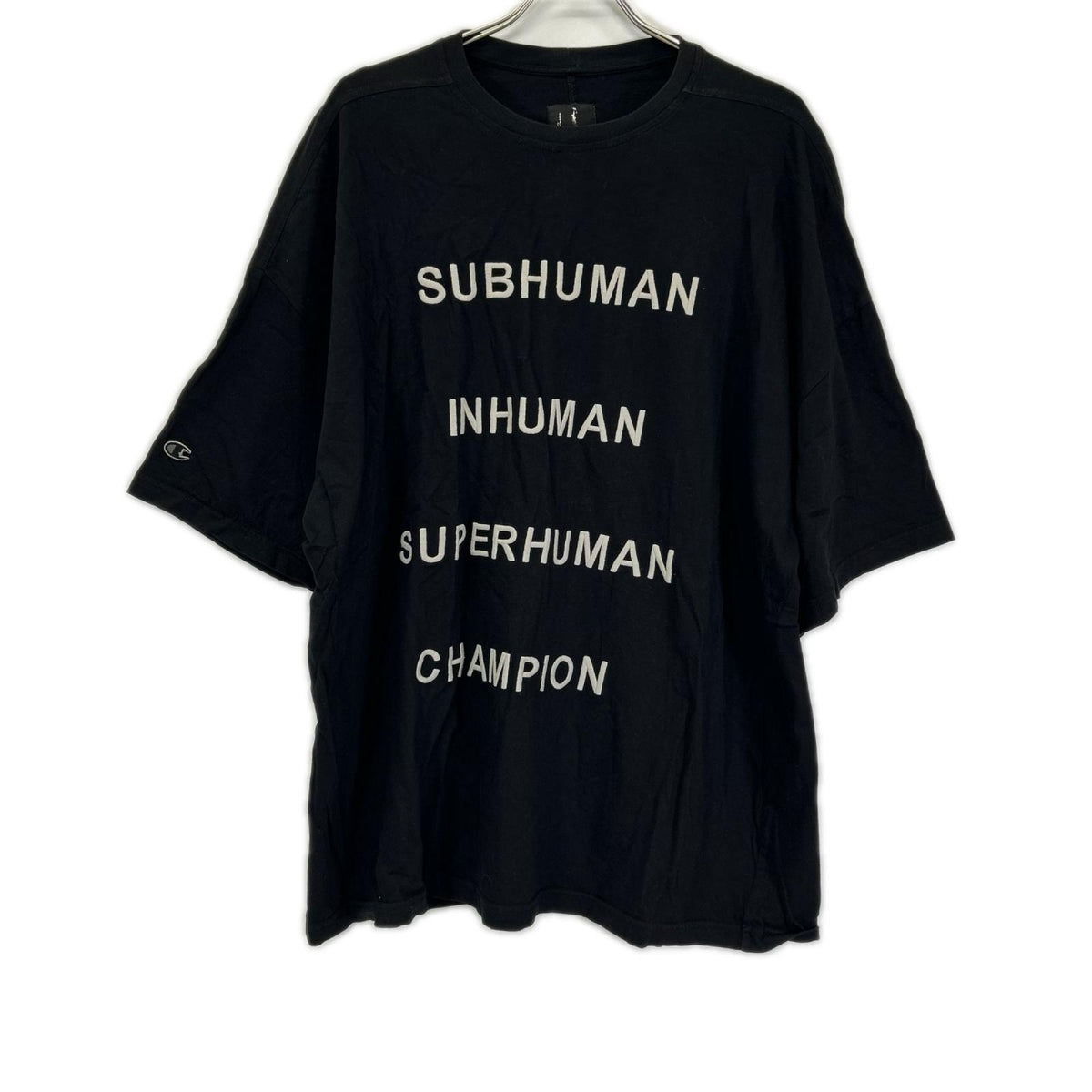 Rick Owens リックオウエンス ×Champion CM01E1675-CHJG ブラック フロント刺繍 ロングTシャツ トップス