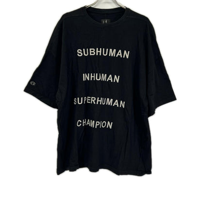 Rick Owens リックオウエンス ×Champion CM01E1675-CHJG ブラック フロント刺繍 ロングTシャツ トップス