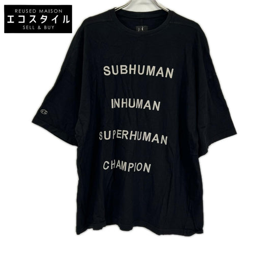 Rick Owens リックオウエンス ×Champion CM01E1675-CHJG ブラック フロント刺繍 ロングTシャツ トップス