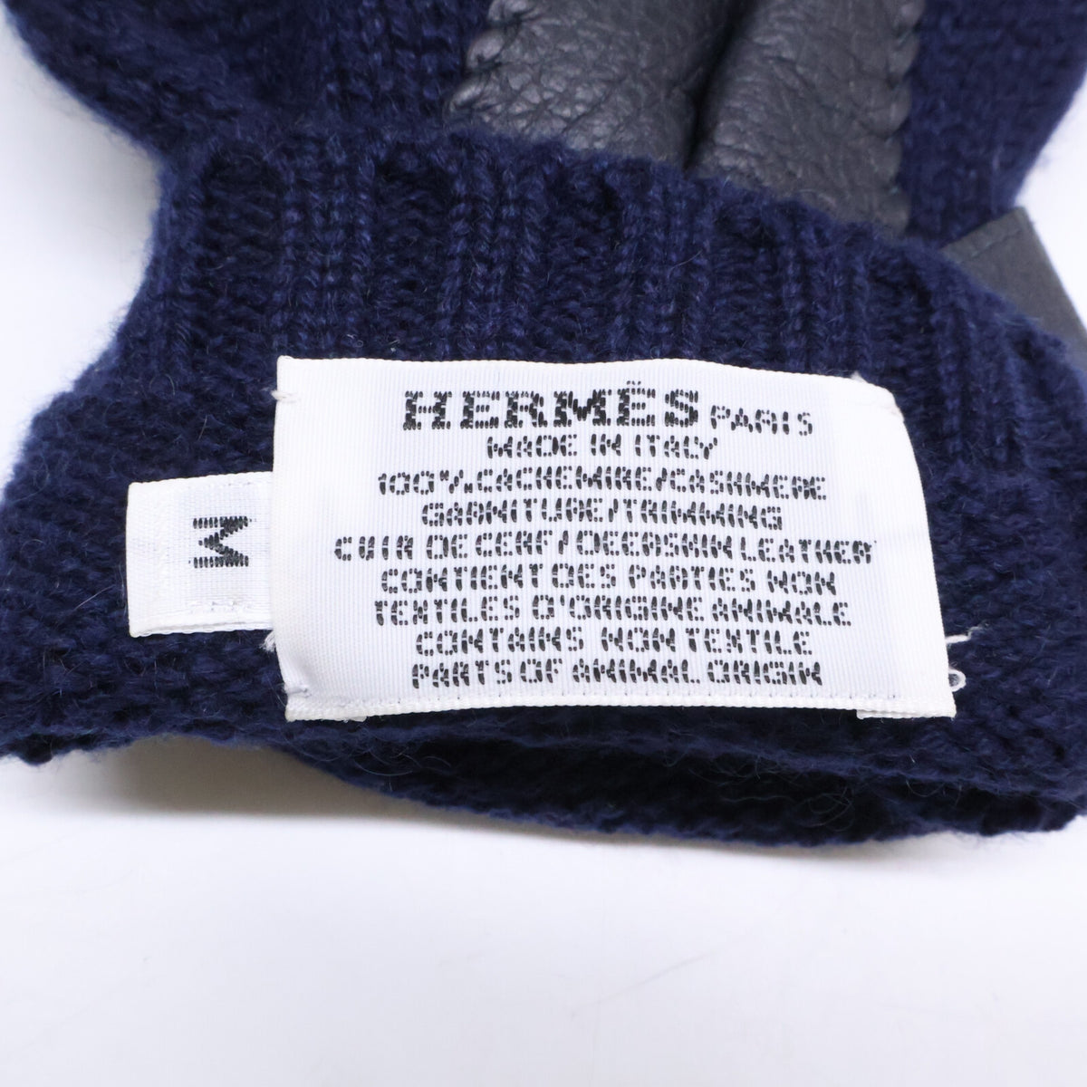 HERMES エルメス 【美品】リオネル カシミヤニット/ディアスキン グローブ