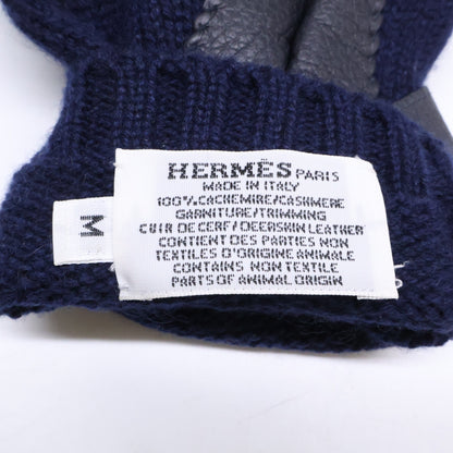 HERMES エルメス 【美品】リオネル カシミヤニット/ディアスキン グローブ