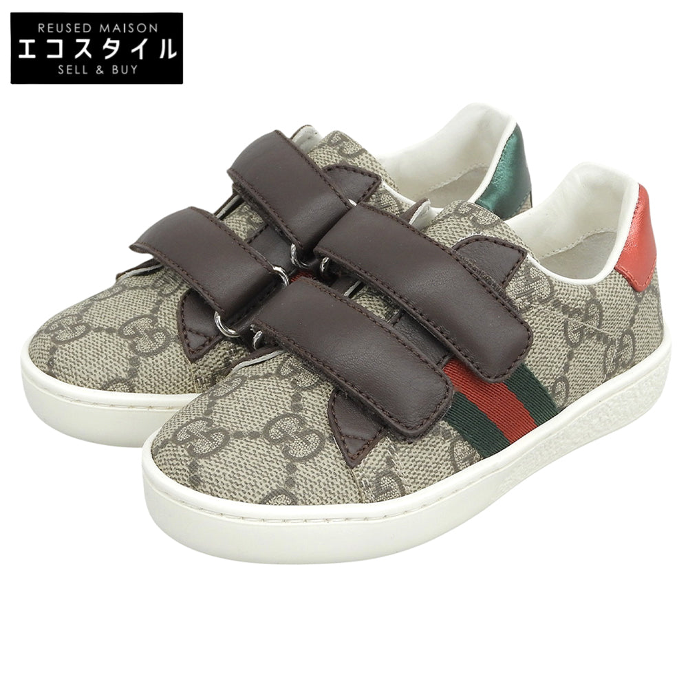 GUCCI グッチ 新品同様 GGキャンバス シェリーライン ベビー キッズ スニーカー シューズ ベージュ系 15cm 463088 シューズ