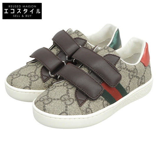 GUCCI グッチ 新品同様 GGキャンバス シェリーライン ベビー キッズ スニーカー シューズ ベージュ系 15cm 463088 シューズ