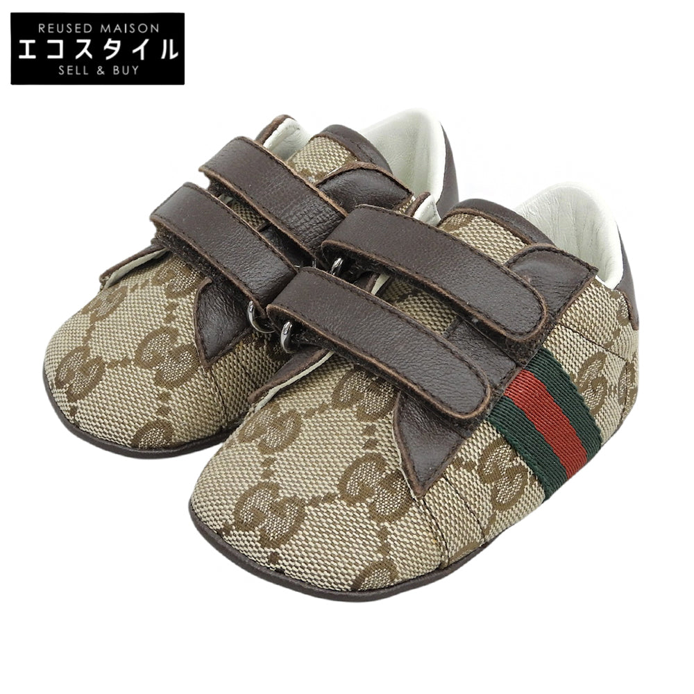 GUCCI グッチ 美品 GGキャンバス シェリーライン キッズ スニーカー シューズ ベージュ系 16 653679 シューズ