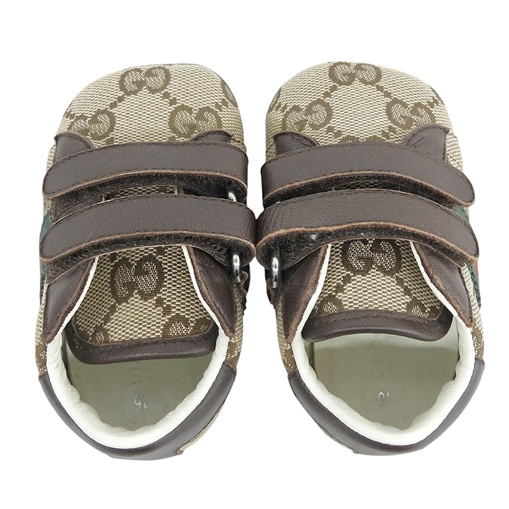 GUCCI グッチ 美品 GGキャンバス シェリーライン キッズ スニーカー シューズ ベージュ系 16 653679 シューズ