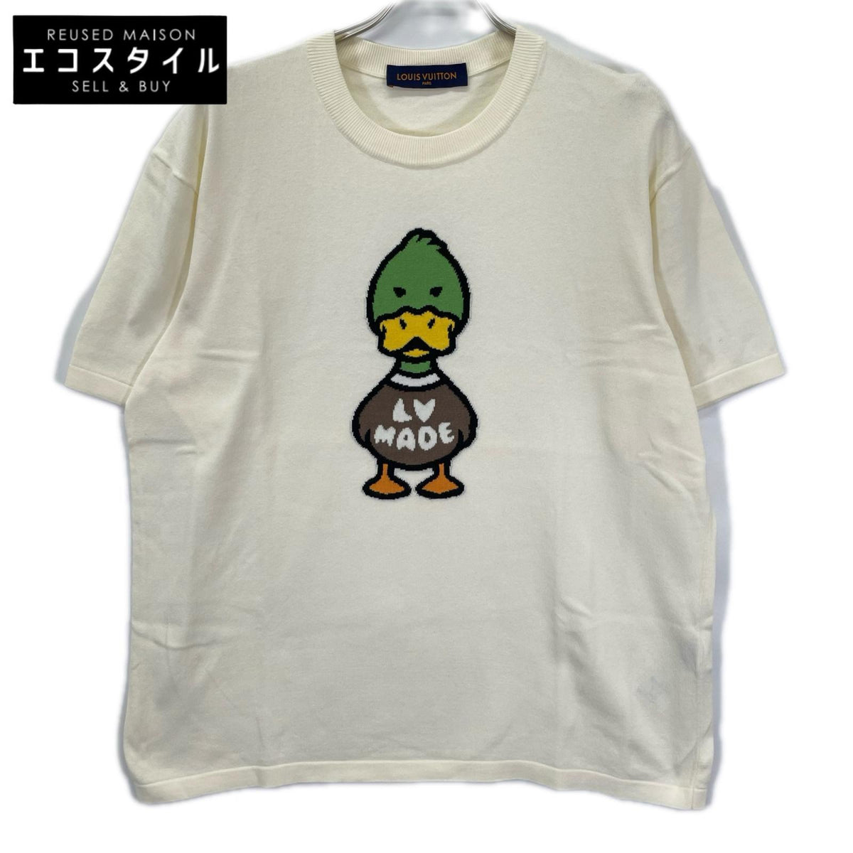 LOUIS VUITTON ルイヴィトン ×NIGO 22SS RM221M F96 HMN04W アイボリー ンタルシアジャカード ダックニットTシャツ トップス