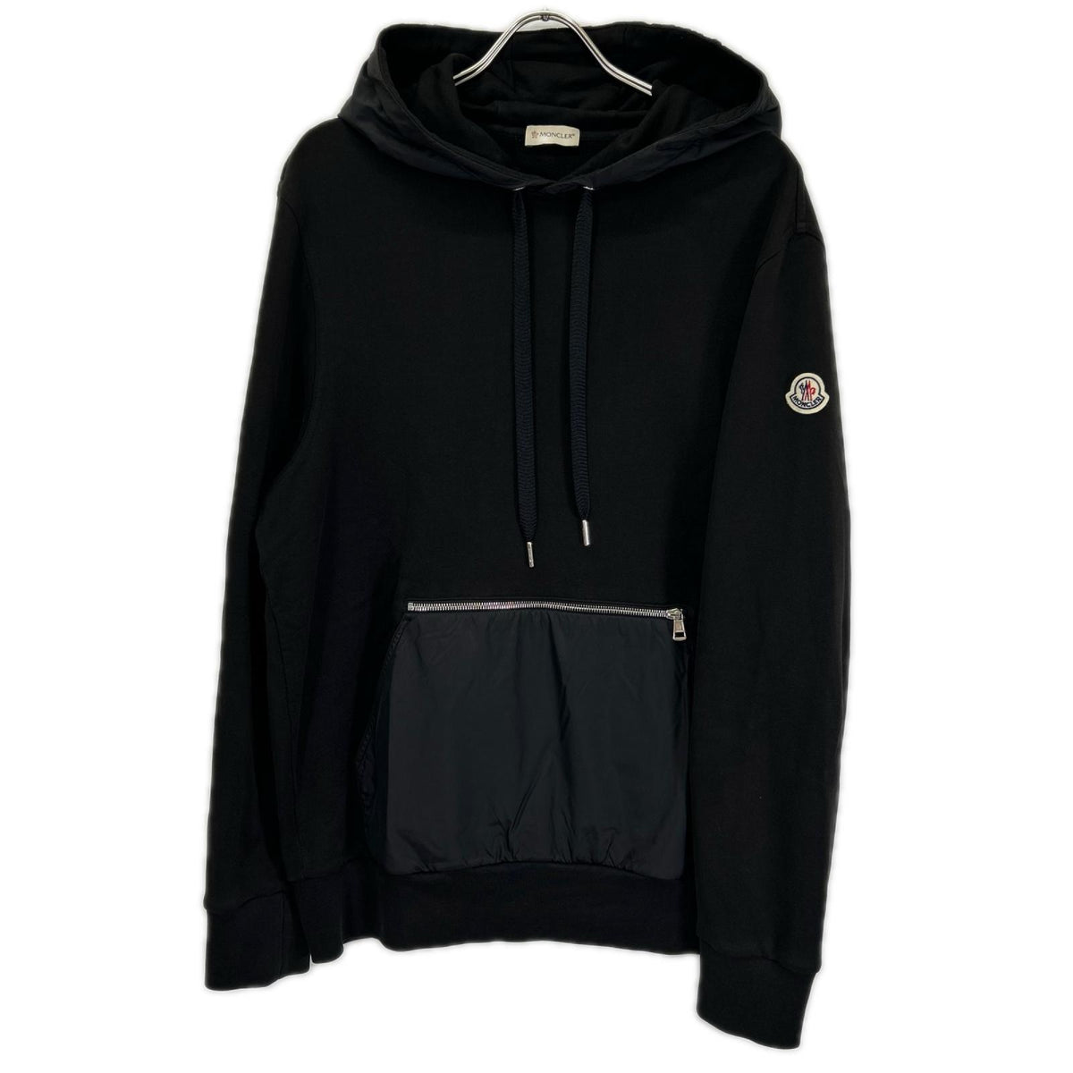 MONCLER モンクレール 21年 ブラック HOODIE ナイロン切り替え パーカー コート