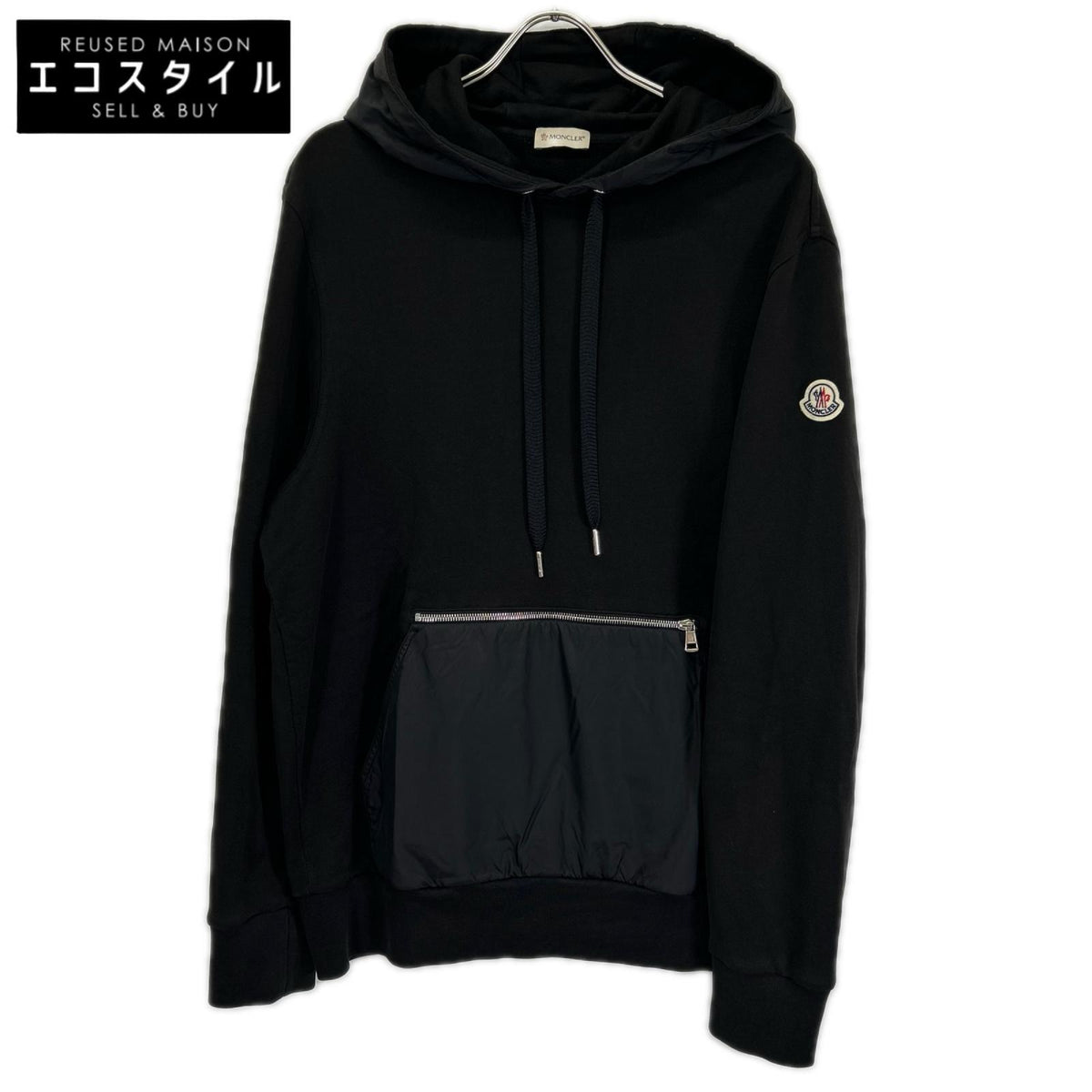 MONCLER モンクレール 21年 ブラック HOODIE ナイロン切り替え パーカー コート