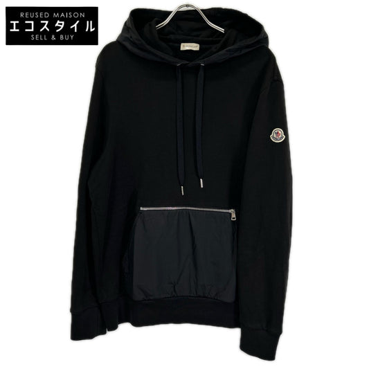 MONCLER モンクレール 21年 ブラック HOODIE ナイロン切り替え パーカー コート