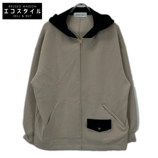 CULLNI クルニ 21AW 015 ベージュ アシンメトリージップアップパーカー トップス