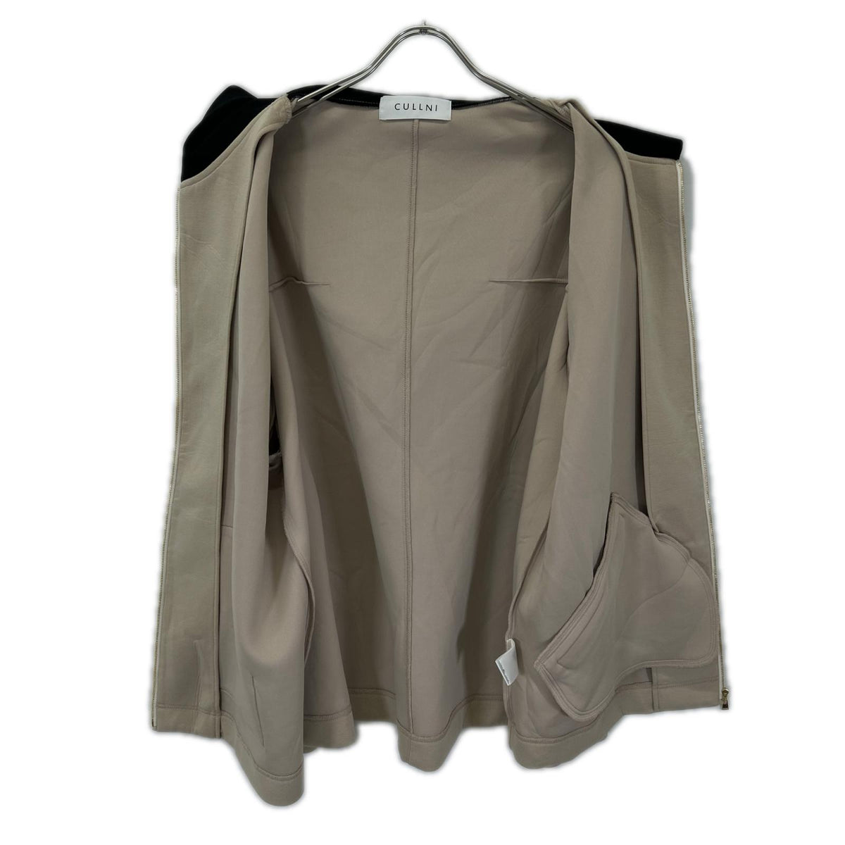 CULLNI クルニ 21AW 015 ベージュ アシンメトリージップアップパーカー トップス