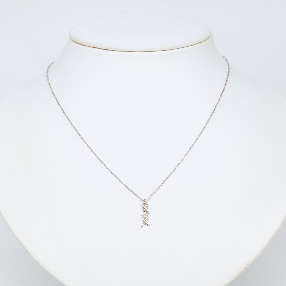 TIFFANY&Co. ティファニー 750 パロマピカソ ラブ＆キス クロス ダイヤモンド ネックレス