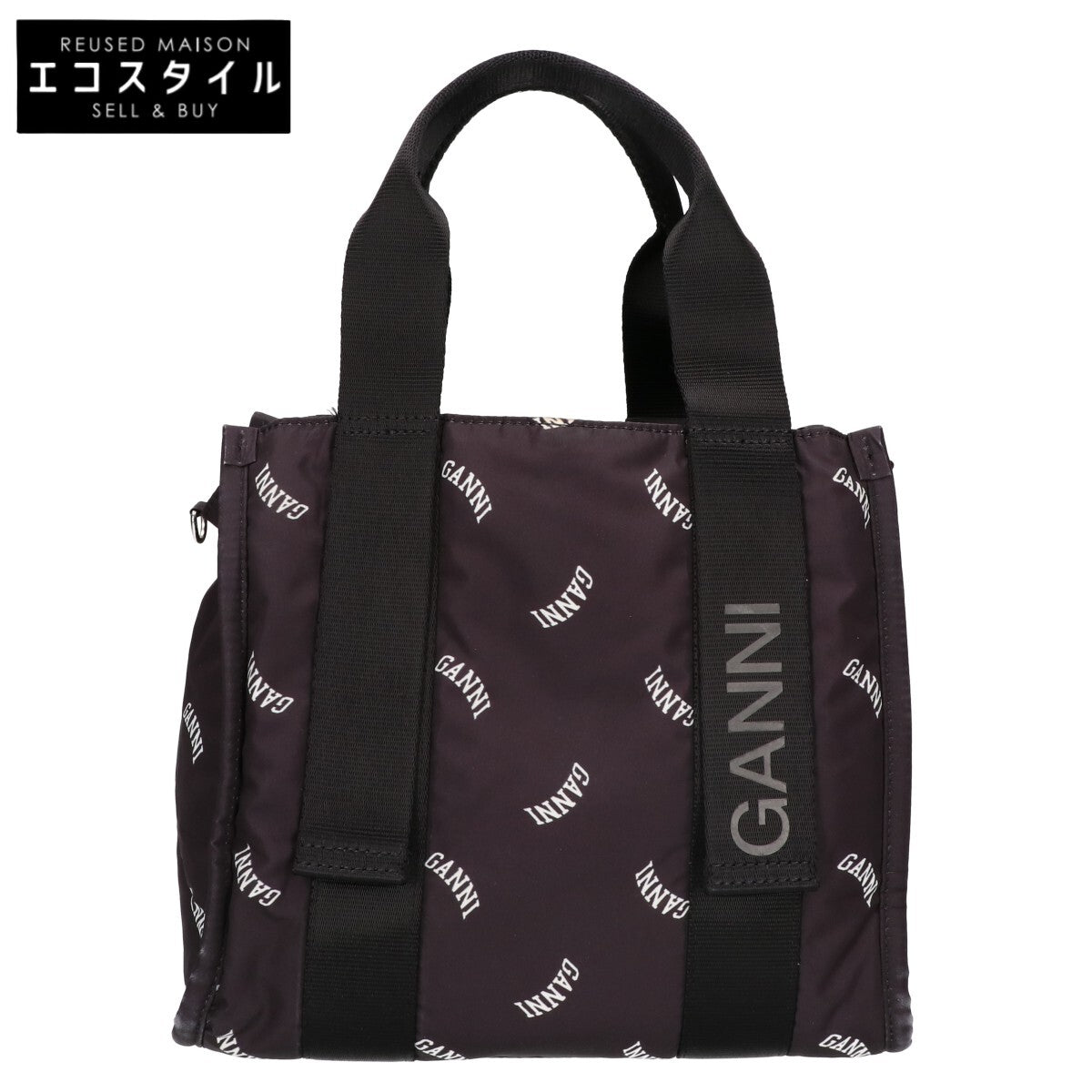 GANNI ガニー ロゴ柄 ナイロン 2WAY トートバッグ