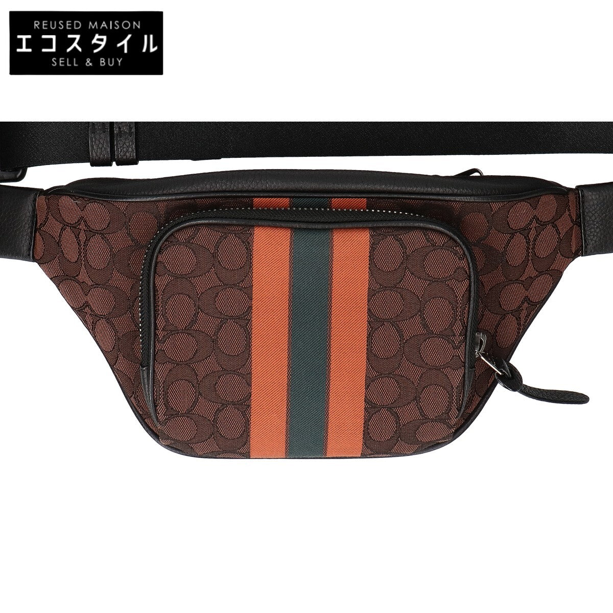 COACH コーチ 【美品】C5386 トンプソン シグネチャー ヴァーシティ ストライプ ベルトバッグ ウエストバッグ