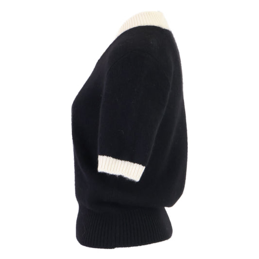 CHANEL シャネル 96A PO8763V00321 ココマーク カシミヤ100％ Vネック半袖ニットセーター トップス