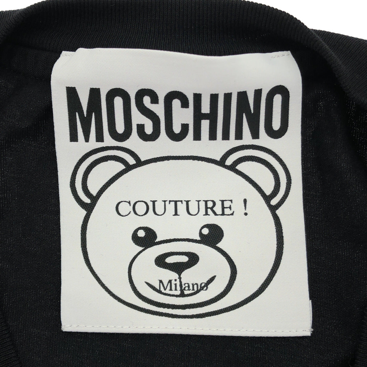 MOSCHINO モスキーノ KB7241177 ブラック クマ刺繍 バルーンスリーブワンピース トップス