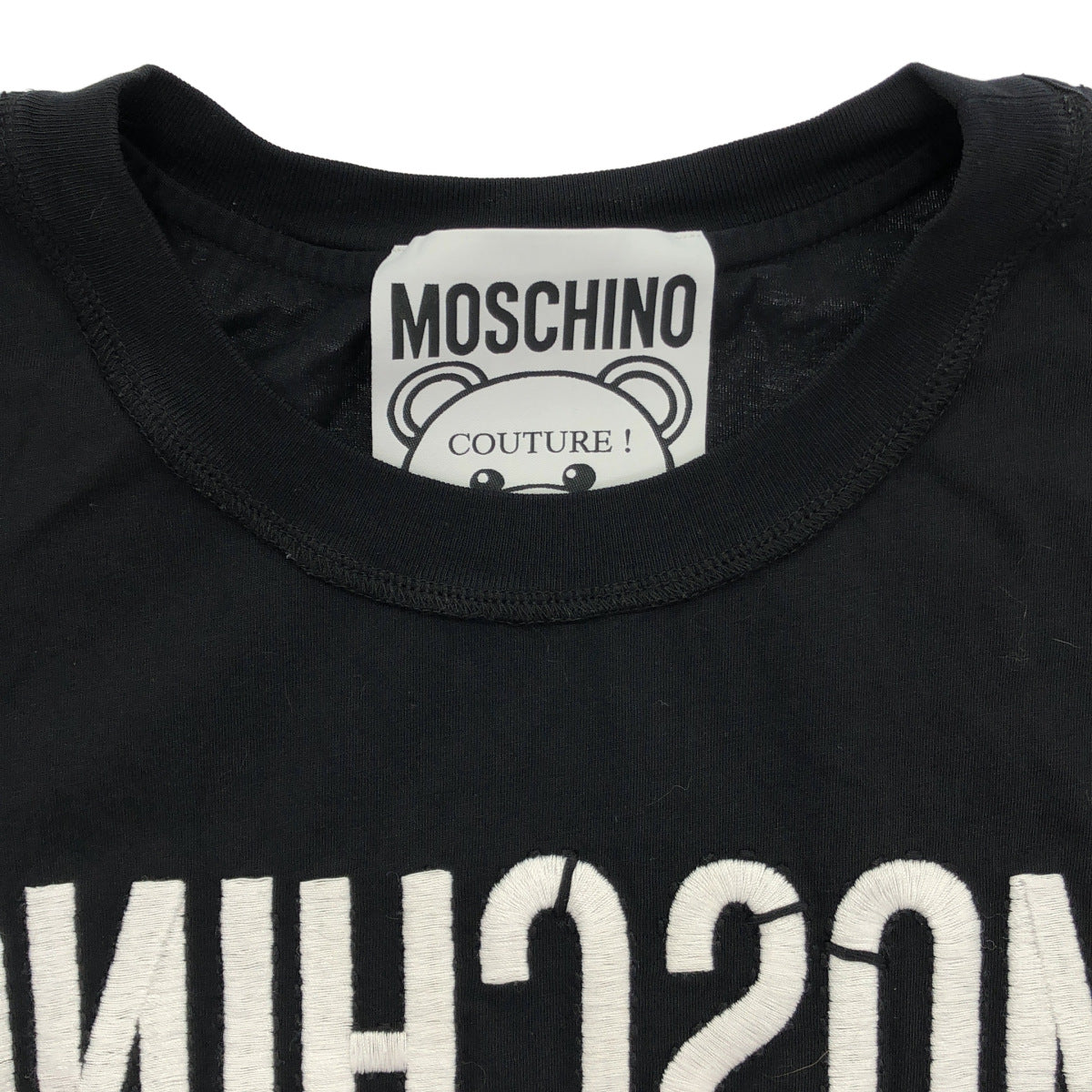 MOSCHINO モスキーノ KB7241177 ブラック クマ刺繍 バルーンスリーブワンピース トップス