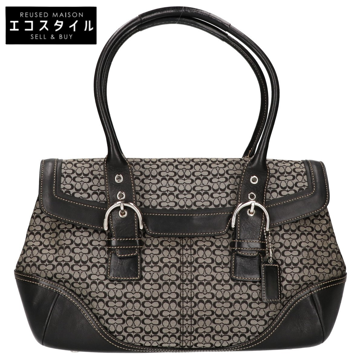 COACH コーチ 7080 シグネチャー/レザー フラップ ハンドバッグ