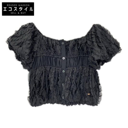 CLANE クラネ 10122-4153 ブラック W FACE TOPSTITCHED FRILL TOPS トップス