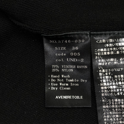Aveniretoile アベニールエトワール 25年 ブラック スリーブパールハイネックニットプルオーバー トップス