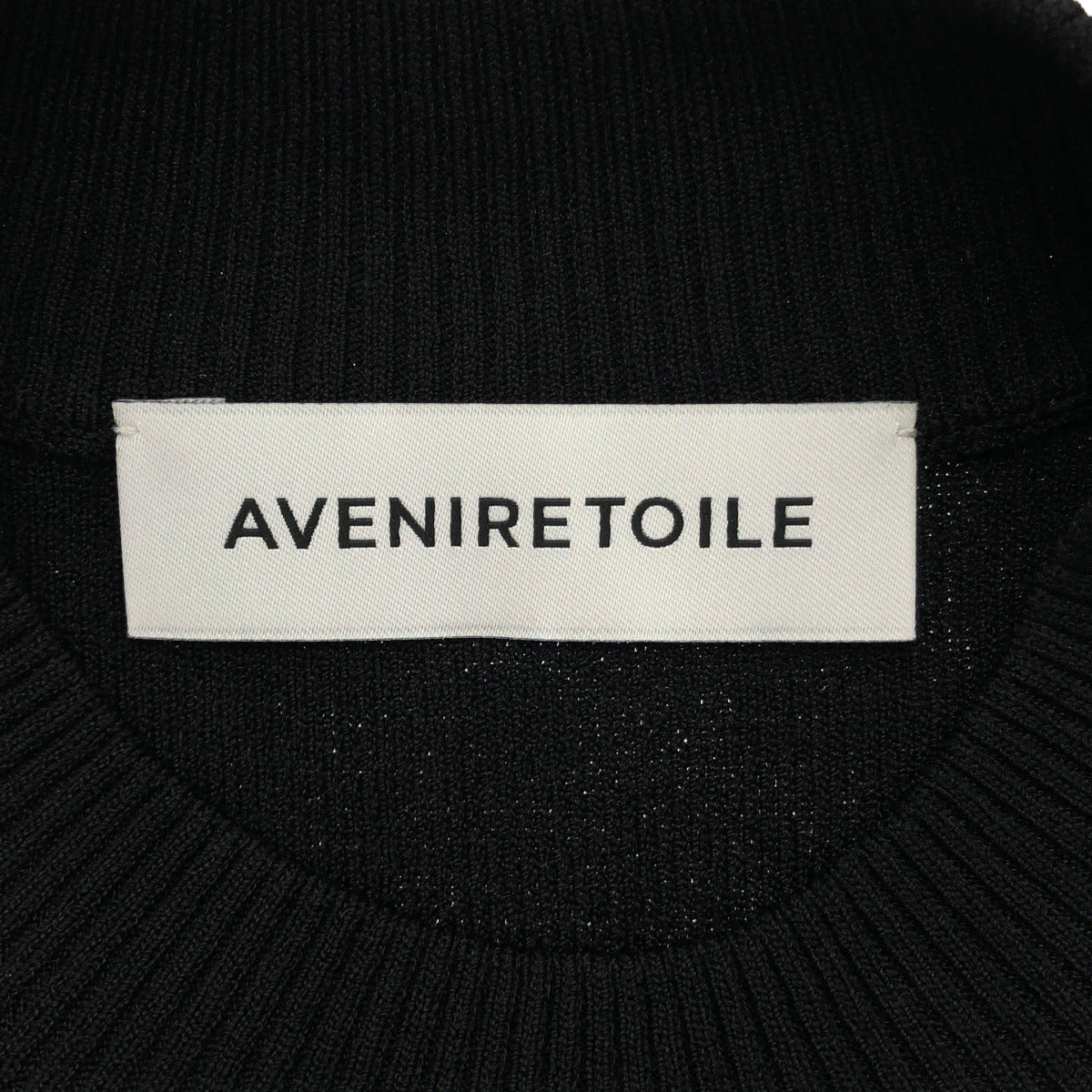 Aveniretoile アベニールエトワール 25年 ブラック スリーブパールハイネックニットプルオーバー トップス