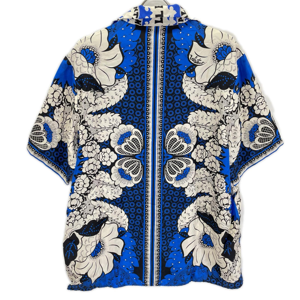 VALENTINO ヴァレンティノ 23SS 2V3AAA90939 ブルー×ホワイト シルク Flower Bandana Vacation Shirt/オープンカラーシャツ トップス
