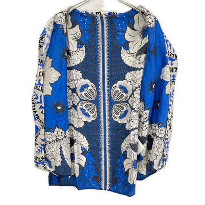 VALENTINO ヴァレンティノ 23SS 2V3AAA90939 ブルー×ホワイト シルク Flower Bandana Vacation Shirt/オープンカラーシャツ トップス